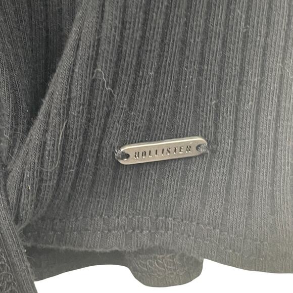 Hollister Black Ribbed Henley Top XS Button A&F Elena Gilbert Bella Y2K Inspire - Picture 4 of 8